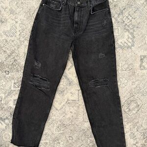 Black Distressed straight leg Jeans